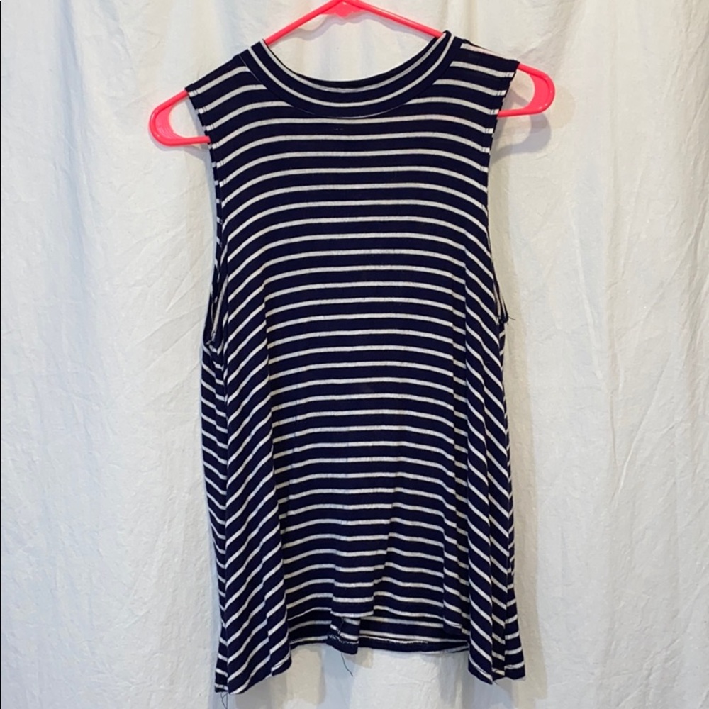 Flowy Navy and White Stripe Tank Top
